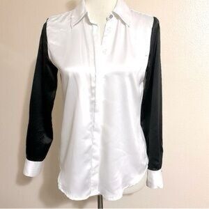 INC International Concepts White and Black Button Down Shirt